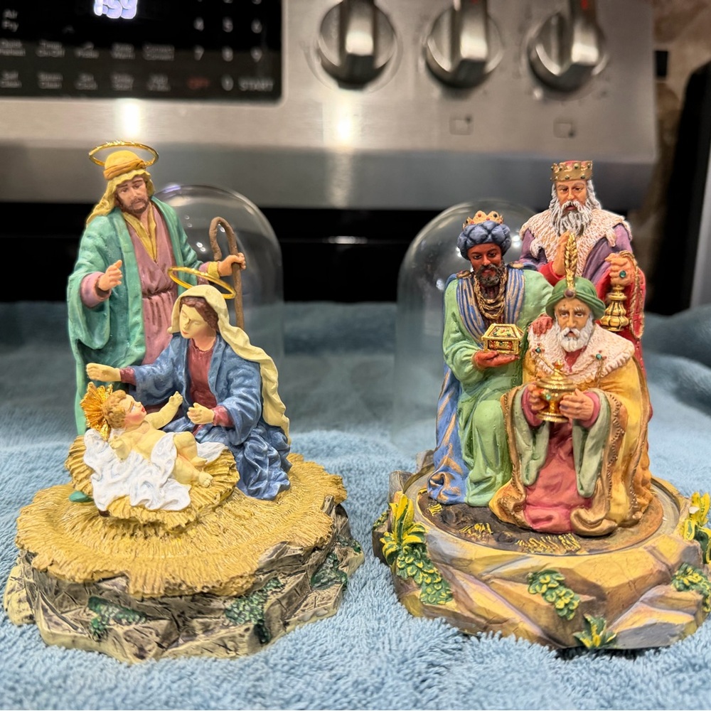 Nativity Scene Figurine Set with Vibrant Colors